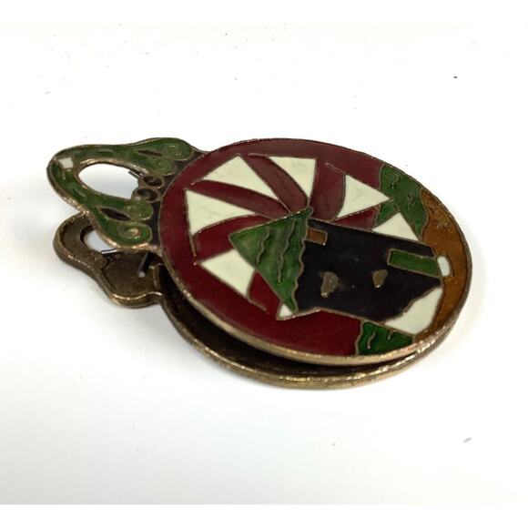 Vintage Greece Heavy Brass Enamel Large Paper Clip Bird Seagull Ocean 2.5”D - Picture 4 of 5